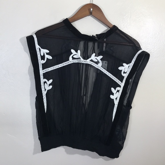 NEW Free People Black and White Sheer Women's Top - Picture 3 of 9